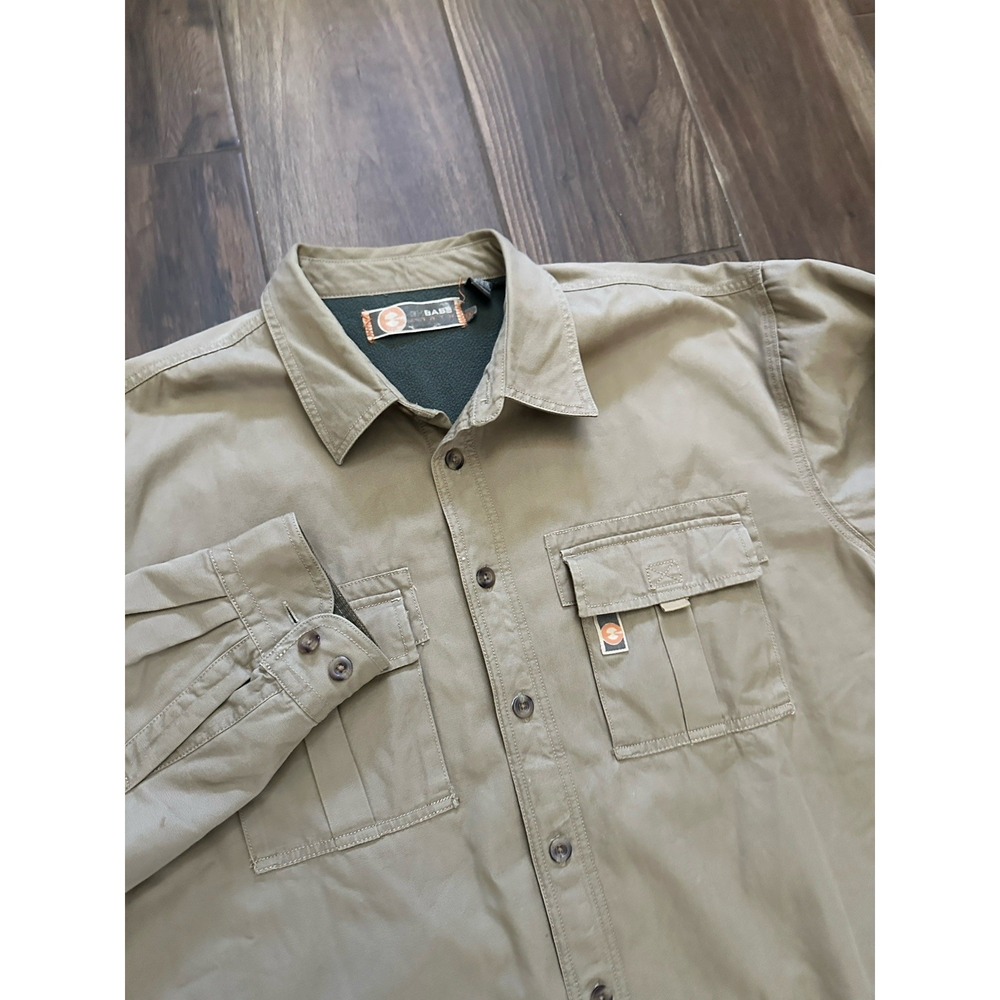 GH Bass Earth Mens XXL Khaki Tan Fleece Lined Canvas Button Front Shirt Jacket